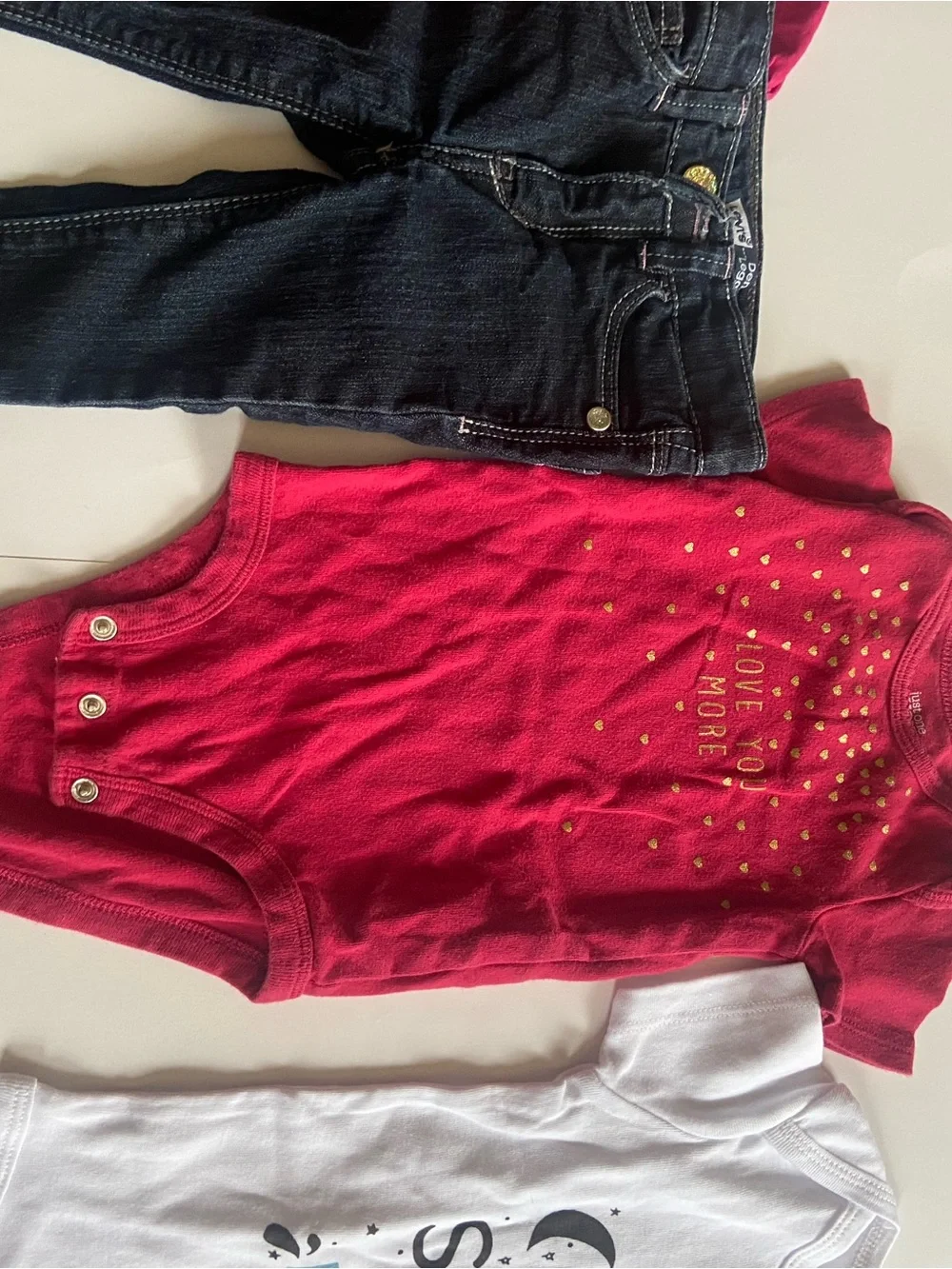 Kids Pink & White Onesie Bundle - Mixed Brands. 4 one-piece outfits and one pair